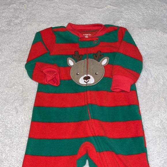 (2 for $10) carters fleece Christmas footie/ sleeper - Picture 2 of 4